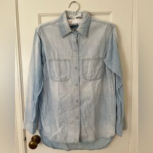Madewell Chambray Denim Long Sleeve Button Up Shirt, Light Blue, Extra Small